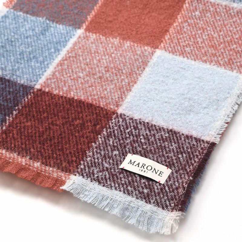 マローネのスカーフ Block Check Scarf（ブロックチェック スカーフ） 46995 ボルドー