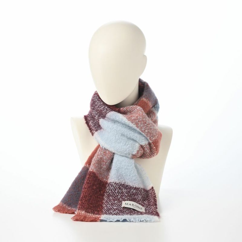 マローネのスカーフ Block Check Scarf（ブロックチェック スカーフ） 46995 ボルドー