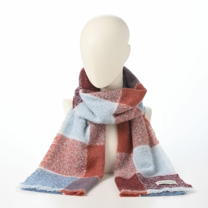 マローネのスカーフ Block Check Scarf（ブロックチェック スカーフ） 46995 ボルドー