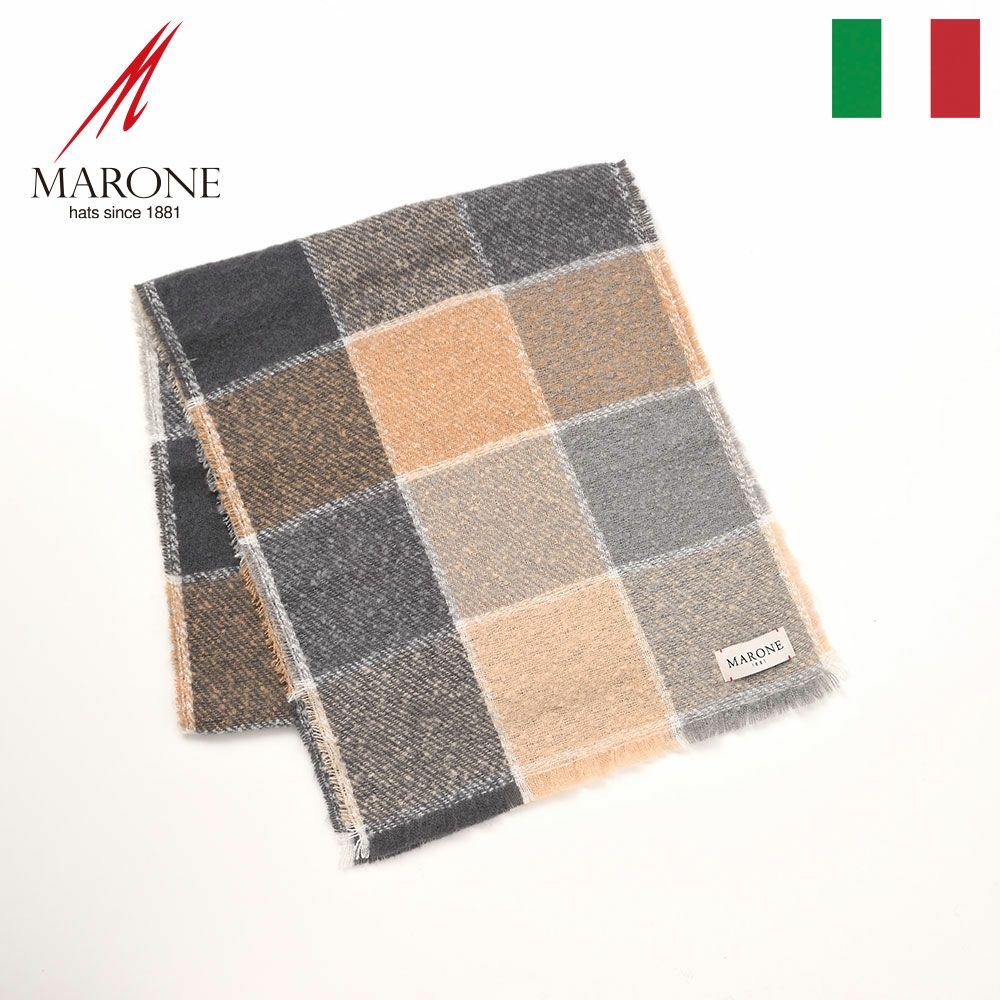 マローネのスカーフ Block Check Scarf（ブロックチェック スカーフ） 46995 サンド