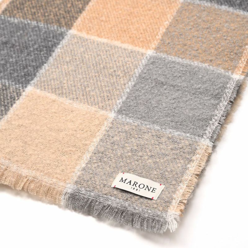 マローネのスカーフ Block Check Scarf（ブロックチェック スカーフ） 46995 サンド