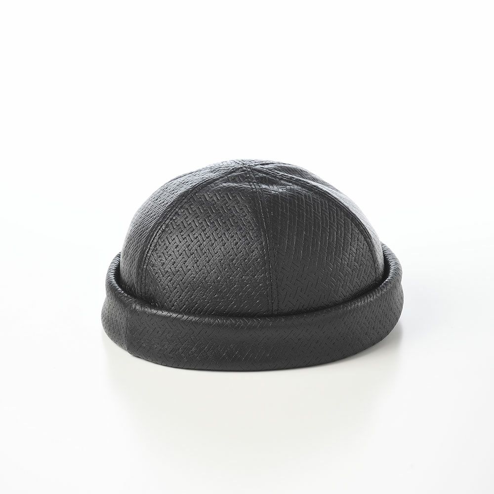 マローネのロールキャップ Calf Leather Cap（カーフレザー キャップ） BN148 ブラック