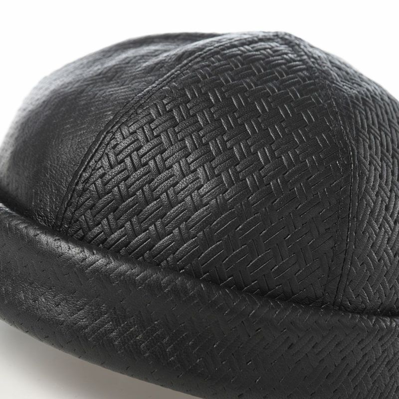 マローネのロールキャップ Calf Leather Cap（カーフレザー キャップ） BN148 ブラック