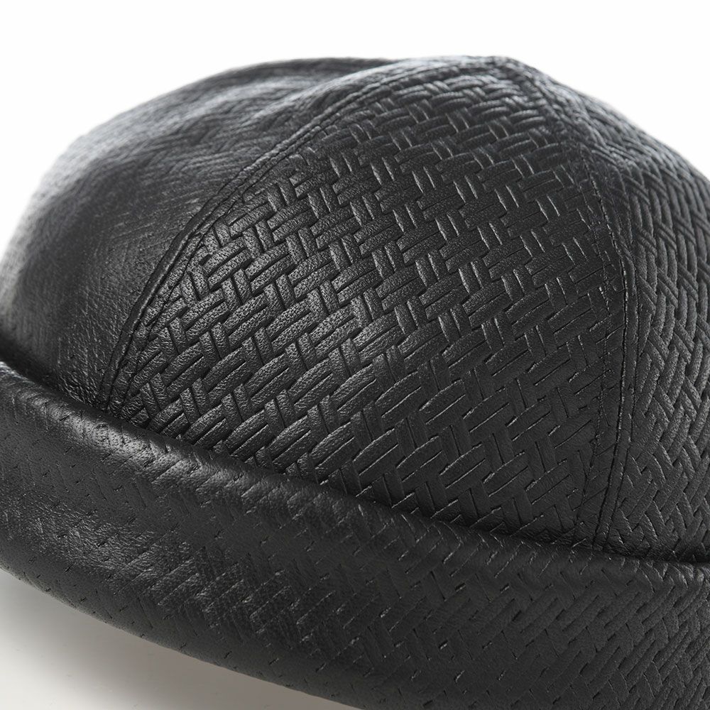 マローネのロールキャップ Calf Leather Cap（カーフレザー キャップ） BN148 ブラック