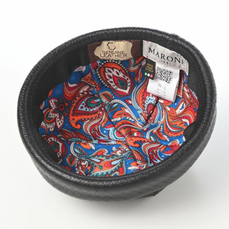 マローネのロールキャップ Calf Leather Cap（カーフレザー キャップ） BN148 ブラック