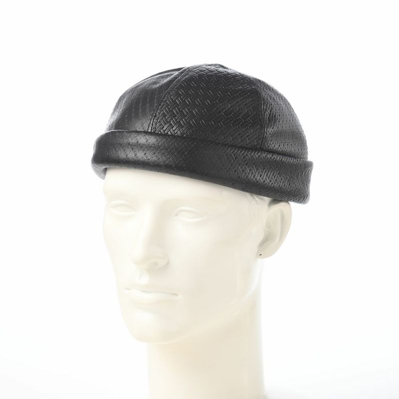 マローネのロールキャップ Calf Leather Cap（カーフレザー キャップ） BN148 ブラック