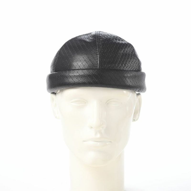 マローネのロールキャップ Calf Leather Cap（カーフレザー キャップ） BN148 ブラック