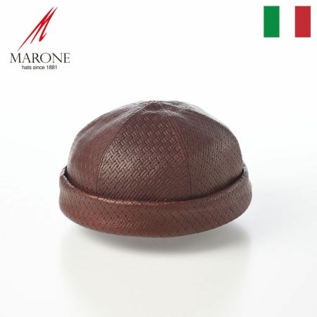 マローネのロールキャップ Calf Leather Cap（カーフレザー キャップ） BN148 ブラウン
