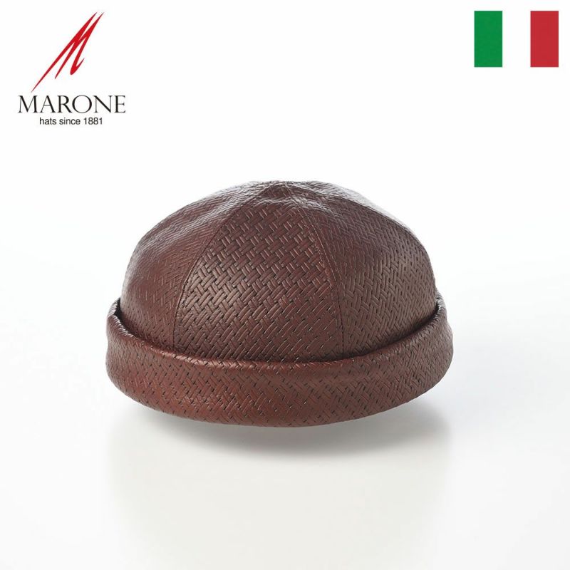 マローネのロールキャップ Calf Leather Cap（カーフレザー キャップ） BN148 ブラウン
