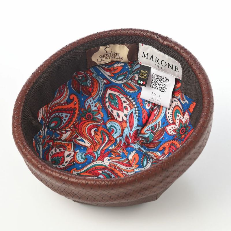 マローネのロールキャップ Calf Leather Cap（カーフレザー キャップ） BN148 ブラウン