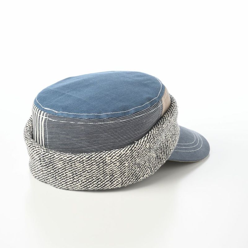 イケガミ帽子工房のワークキャップ Handloom Roll（ハンドルーム ロール） ブルーミックス