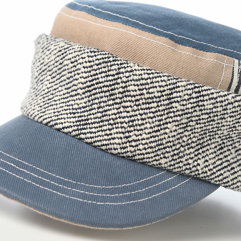 イケガミ帽子工房のワークキャップ Handloom Roll（ハンドルーム ロール） ブルーミックス