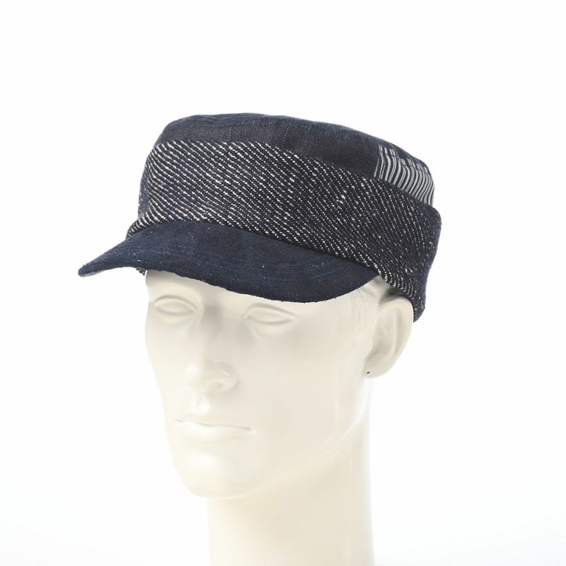 イケガミ帽子工房のワークキャップ Handloom Roll（ハンドルーム ロール） ネイビーミックス