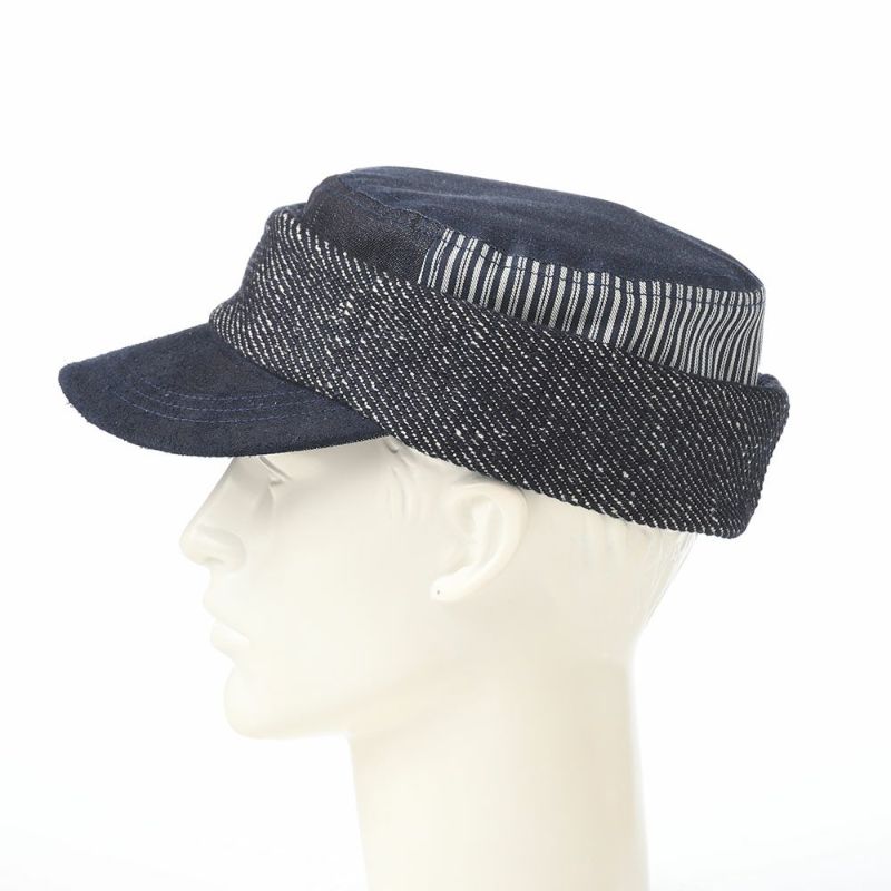 イケガミ帽子工房のワークキャップ Handloom Roll（ハンドルーム ロール） ネイビーミックス
