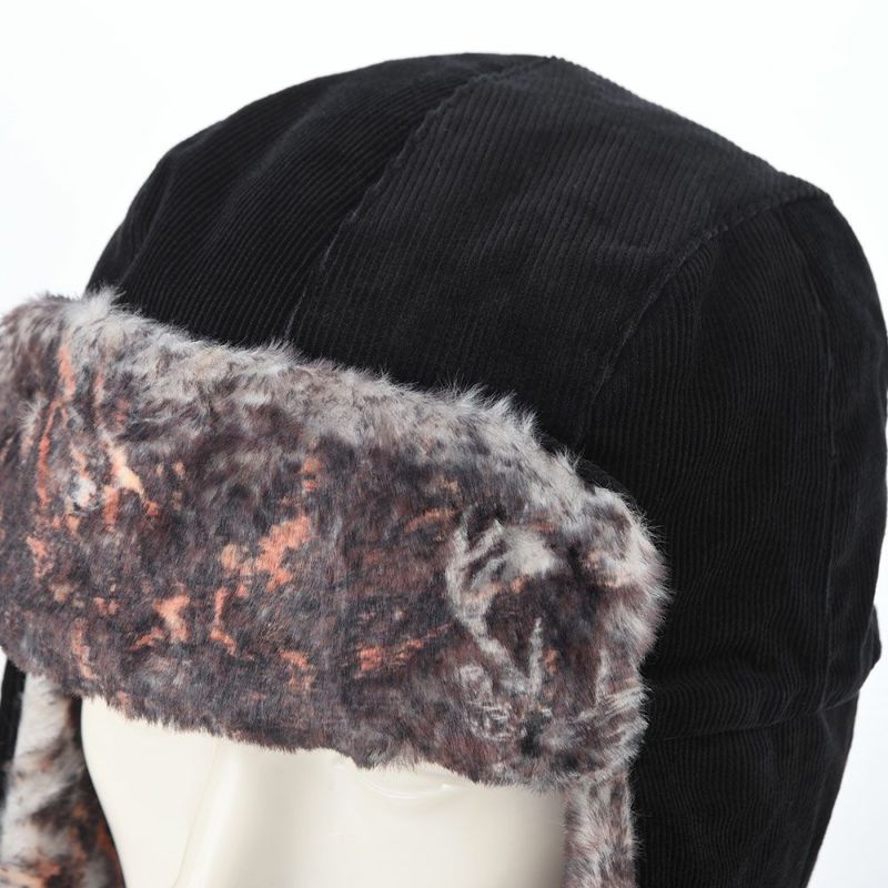 ノルの飛行帽 Animal flight cap corduroy（アニマル フライトキャップ コーデュロイ） ブラック
