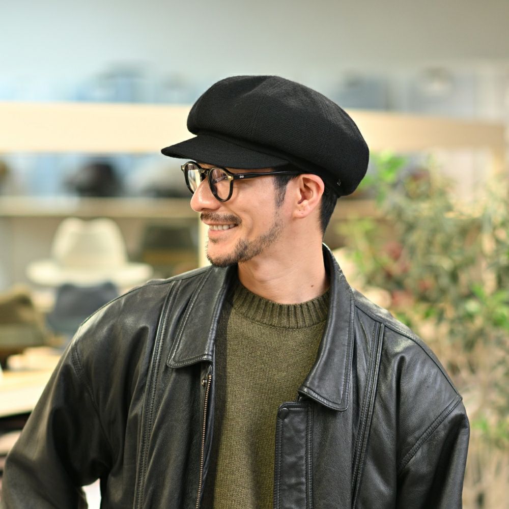 美品 GANGSTERVILLE ウールストライプ キャスケット ブラック L 美品 GANGSTERVILLE ウールストライプ キャスケット ブラック L