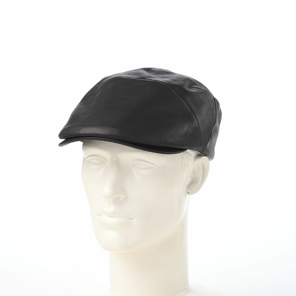 ノックスのハンチング Leather Ivy Cap（レザー アイビーキャップ） ブラック