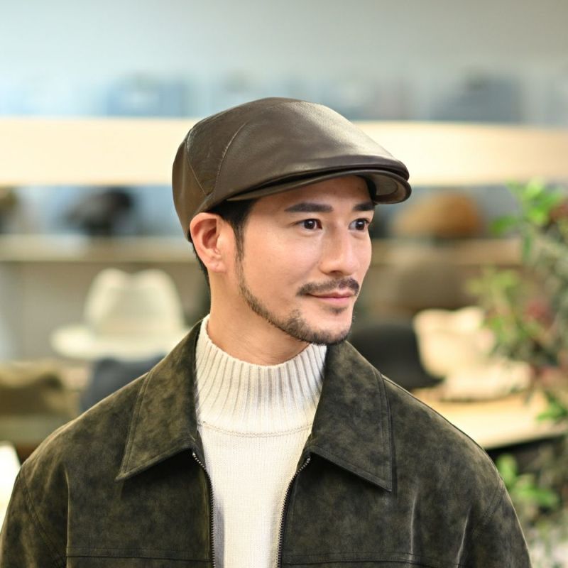 ノックスのハンチング Leather Ivy Cap（レザー アイビーキャップ） ブラウン