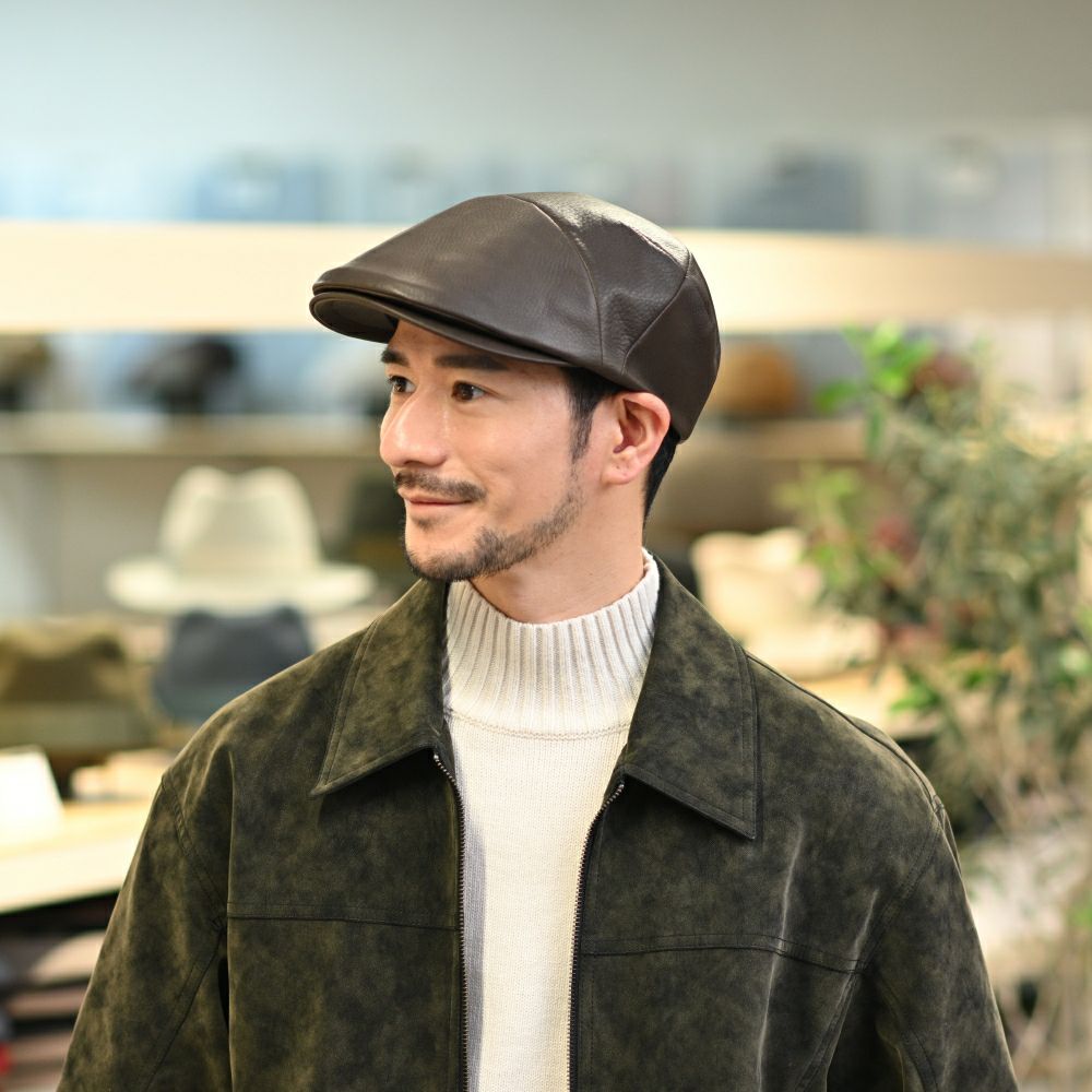 ノックスのハンチング Leather Ivy Cap（レザー アイビーキャップ） ブラウン