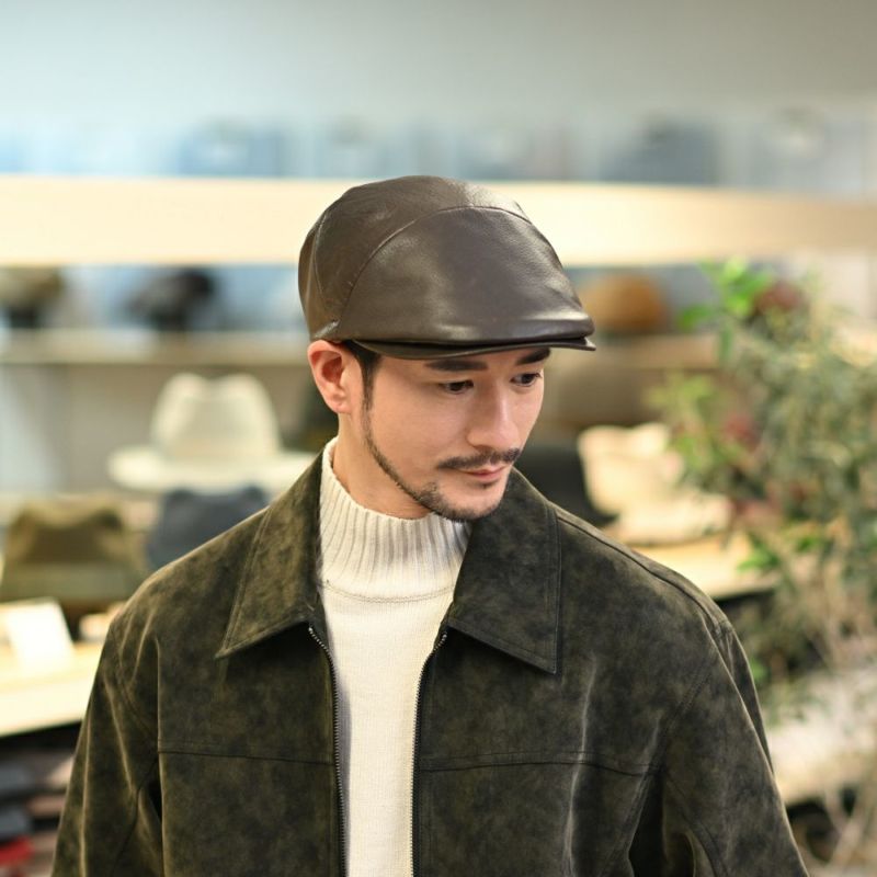 ノックスのハンチング Leather Ivy Cap（レザー アイビーキャップ） ブラウン