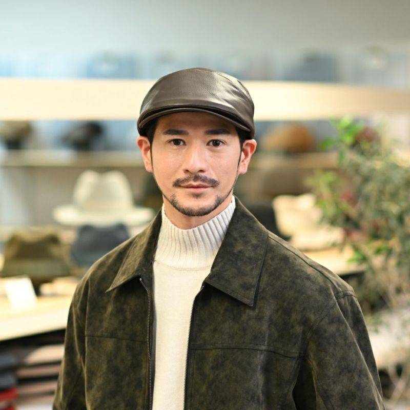 ノックスのハンチング Leather Ivy Cap（レザー アイビーキャップ） ブラウン