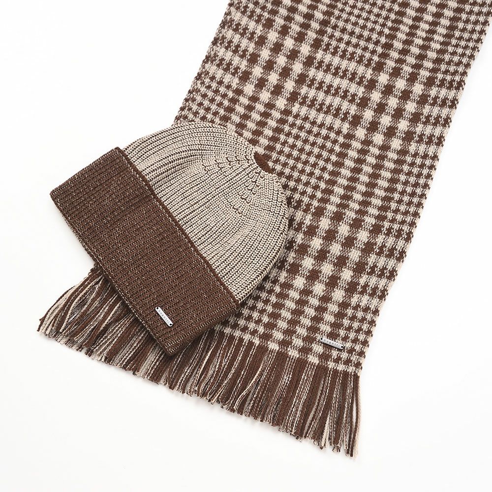 ブガッティのスカーフ・マフラー Check Scarf ＆ Beanie（チェックスカーフ＆ビーニー） 630212 ペッパー