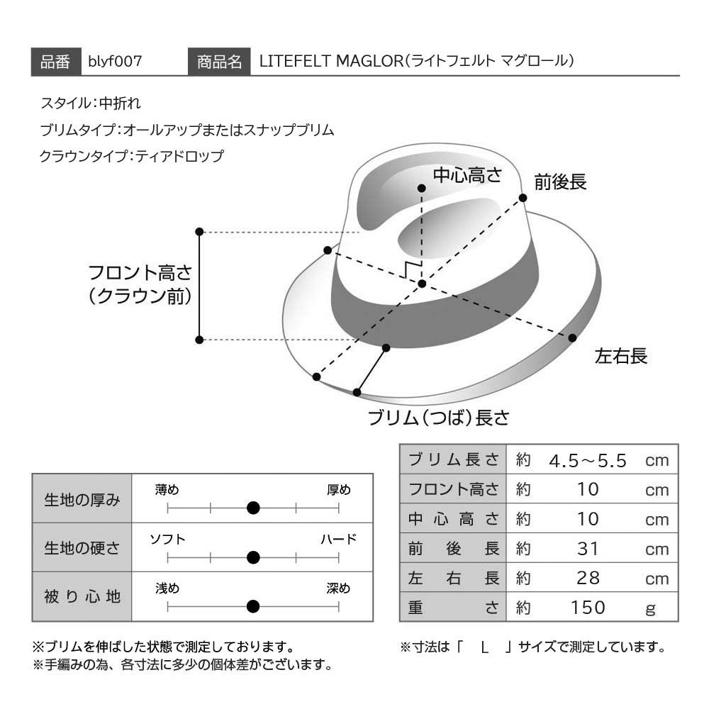 ベイリーのフェルトハット LITEFELT MAGLOR（ライトフェルト マグロール） ネイビー