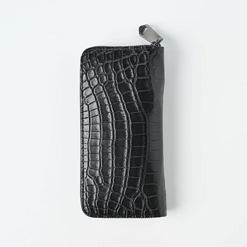 ズーの長財布 クロコダイル ラウンドファスナー 長財布 ブラック
