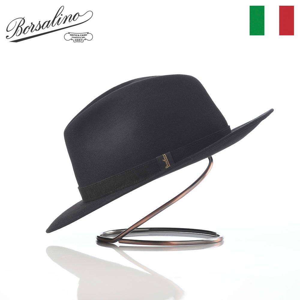 ボルサリーノのフェルトハット Country Leather Hatband（カントリー レザーハットバンド） 390060 ブラック