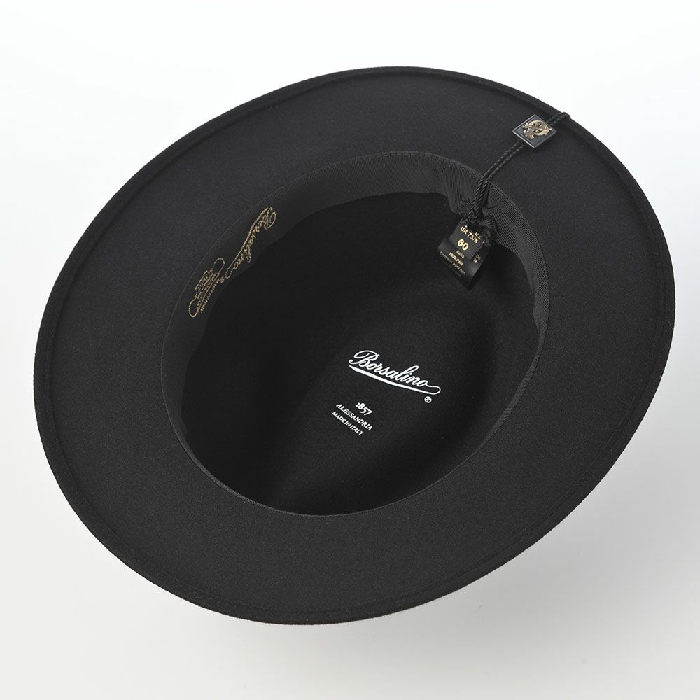 ボルサリーノのフェルトハット Country Leather Hatband（カントリー レザーハットバンド） 390060 ブラック